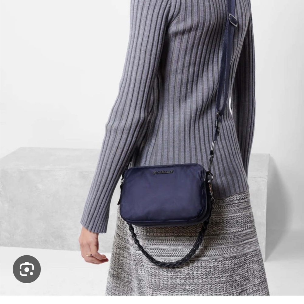 MZ Wallace Quilted Navy Crossbody with Braided Strap - Picture 4 of 11